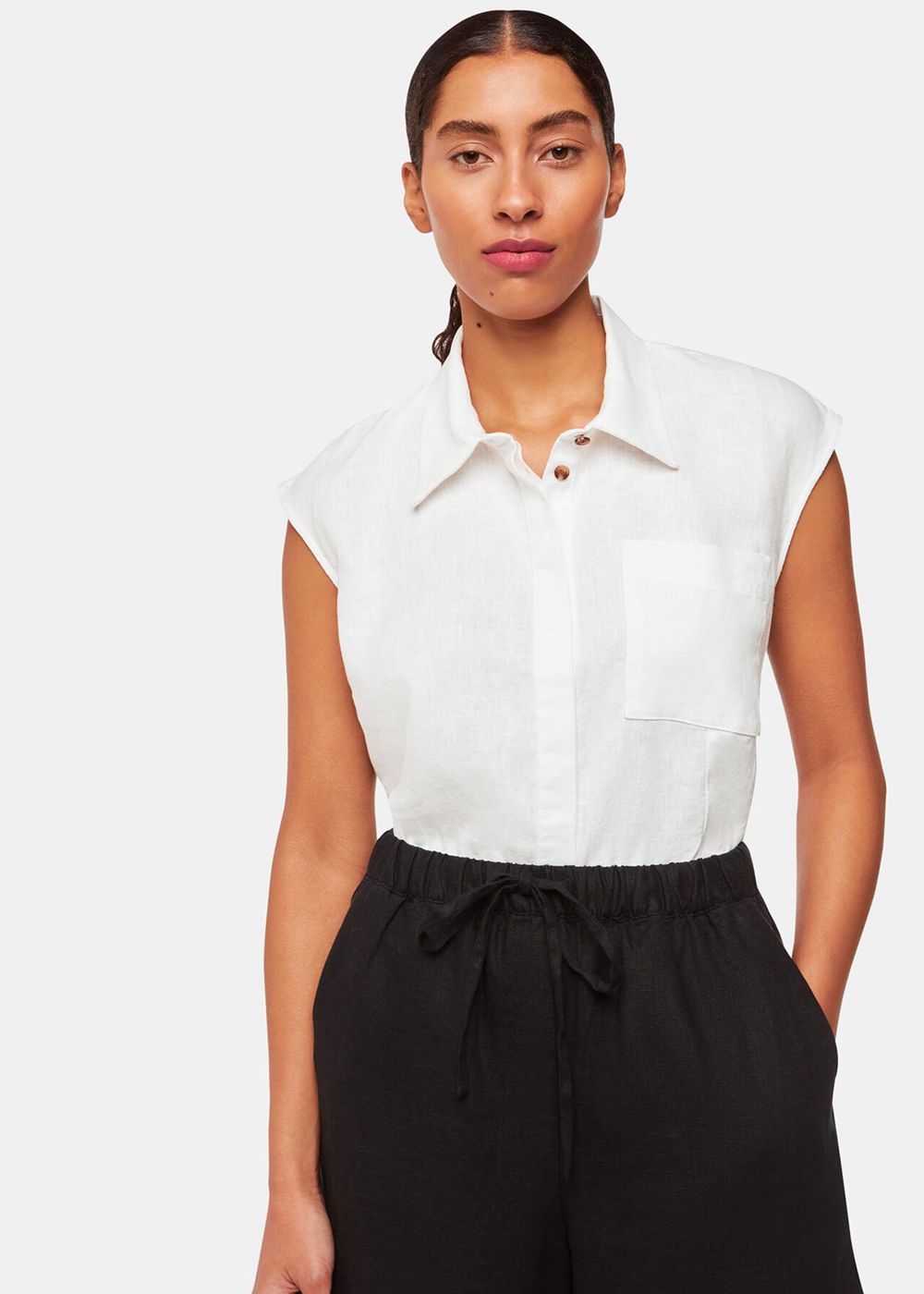 Whistles Olivia Linen Shirts White | US-84126GHOT