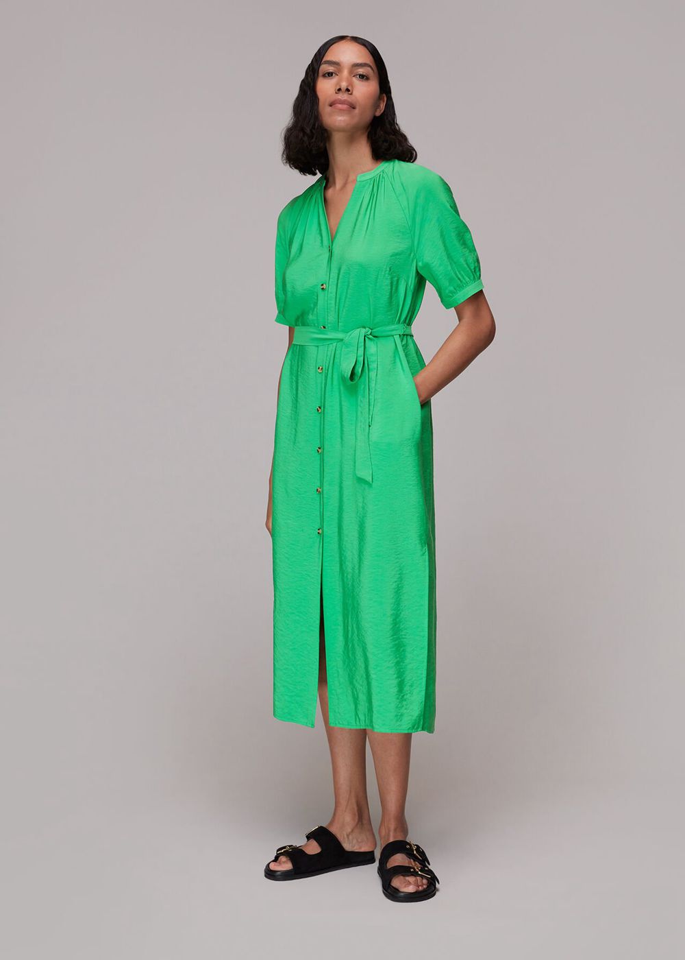 Whistles Olivia Midi Dress Green | US-45137OBGH