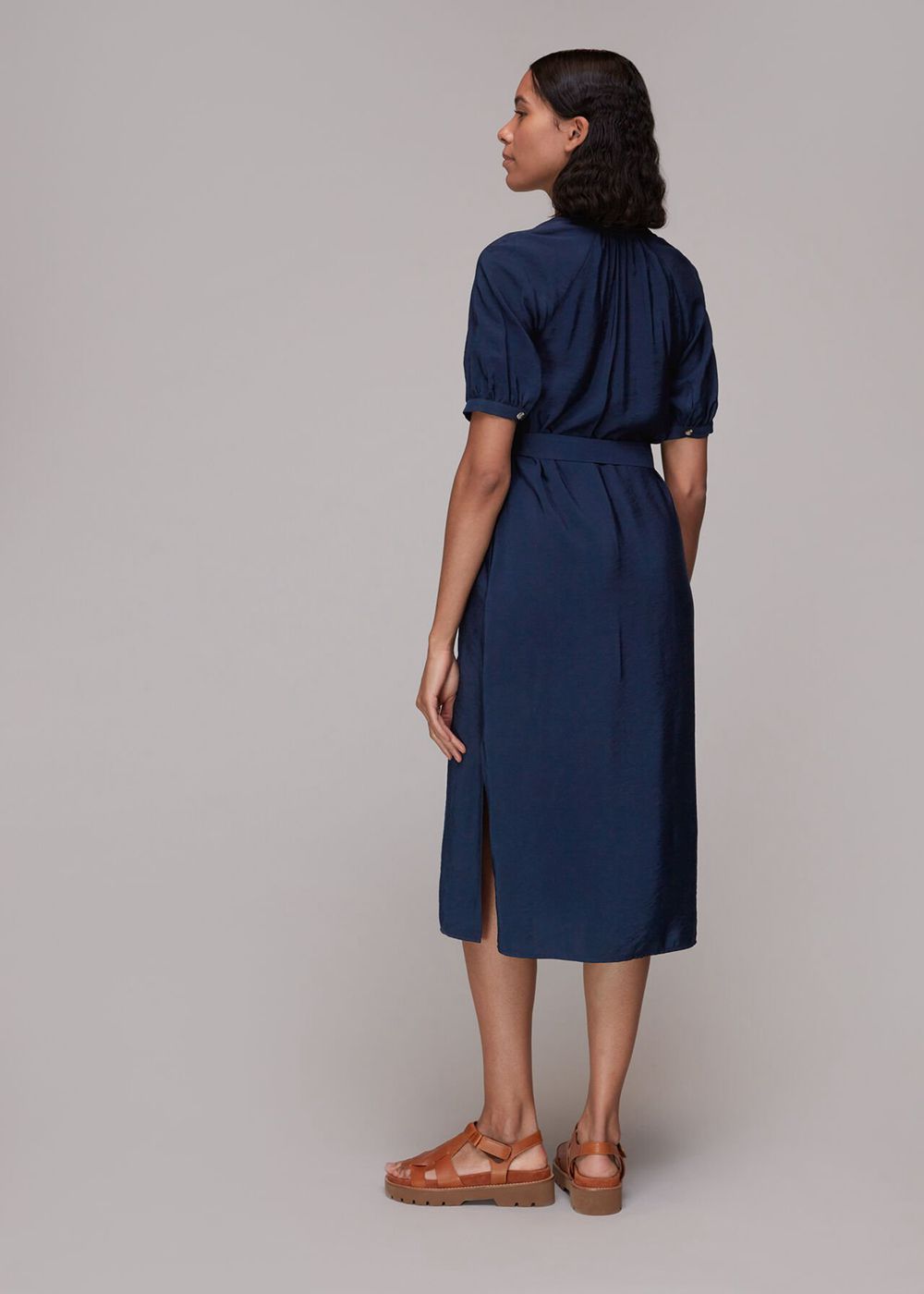 Whistles Olivia Midi Dress Navy | US-93061AECG