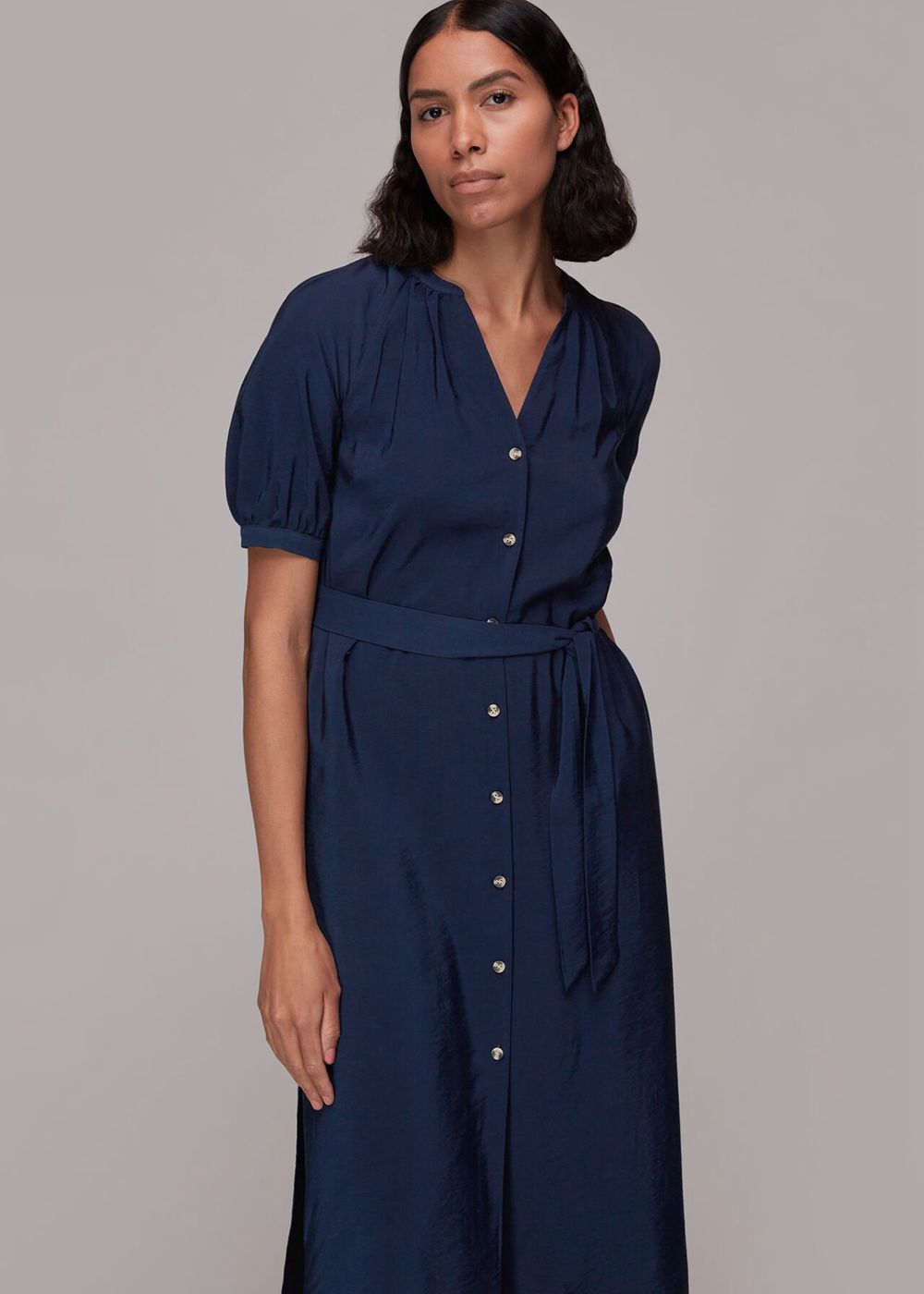 Whistles Olivia Midi Dress Navy | US-93061AECG