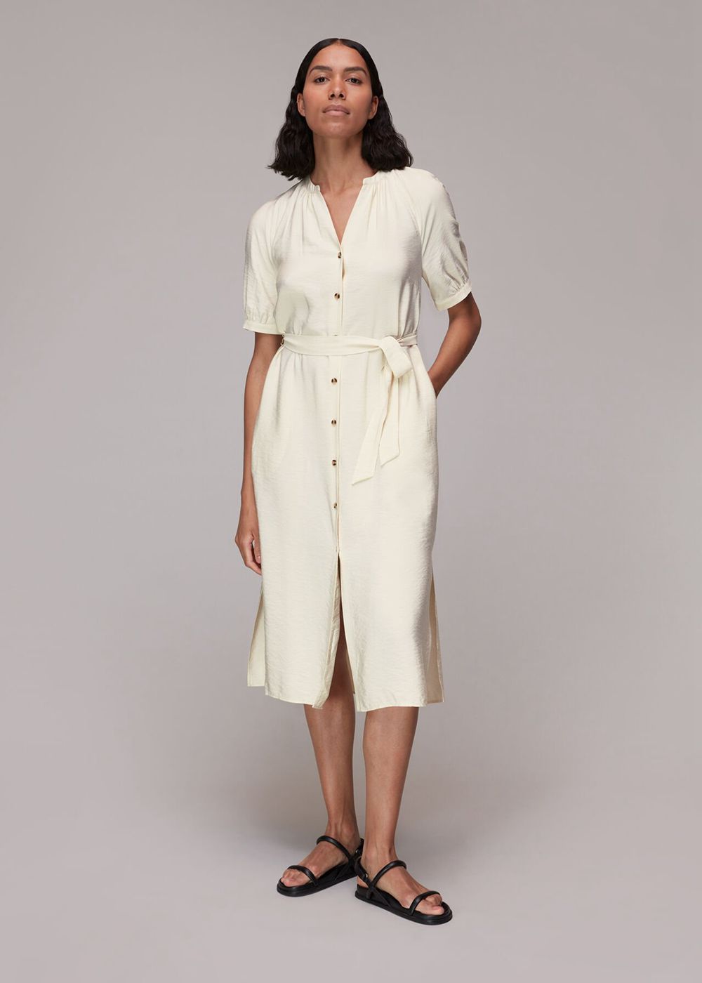 Whistles Olivia Midi Dress White | US-75012VNRX