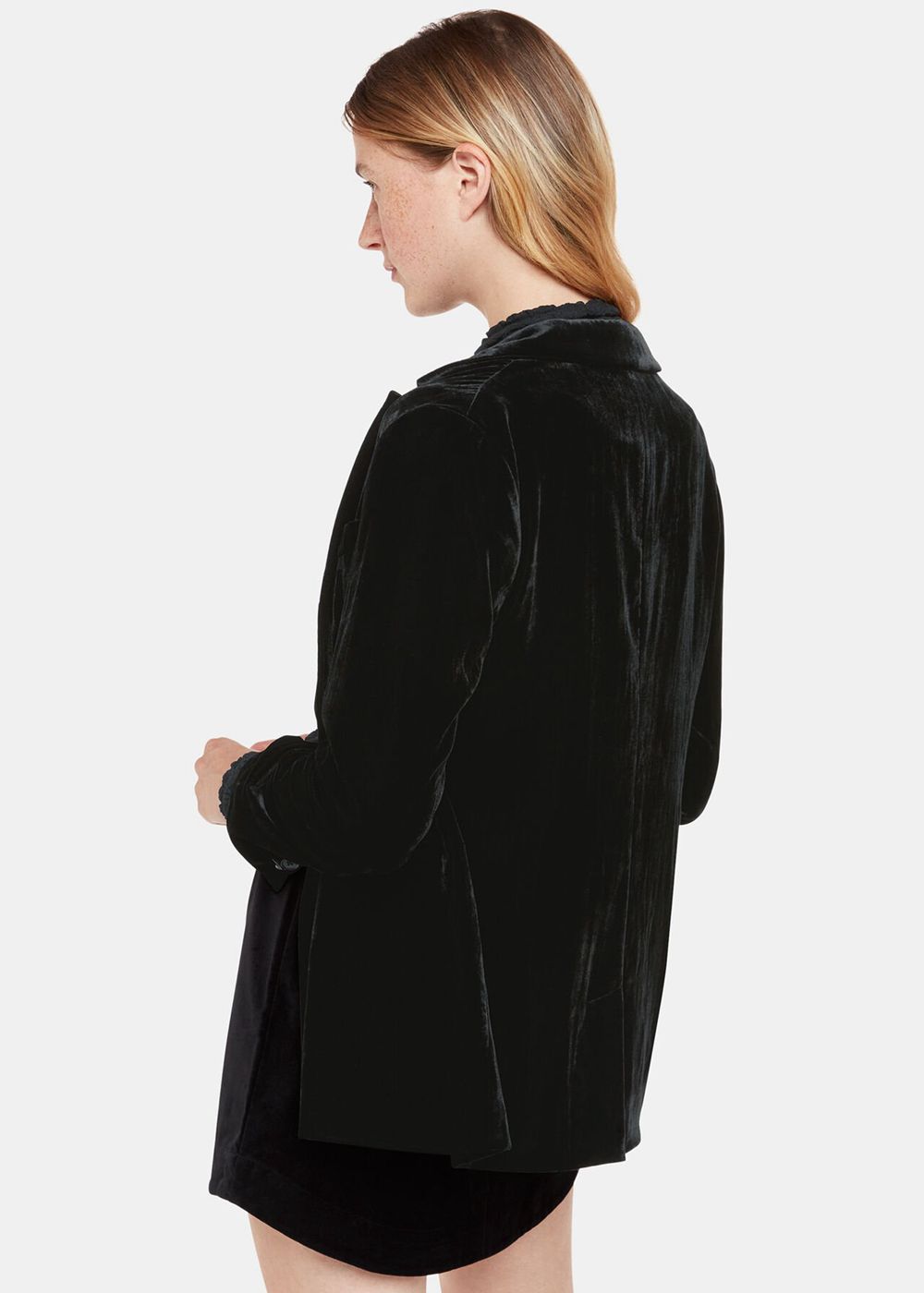 Whistles Olivia Velvet Blazer Black | US-25894KALV