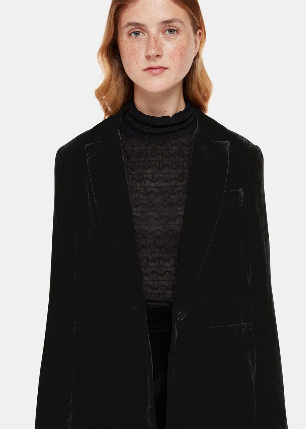 Whistles Olivia Velvet Blazer Black | US-25894KALV