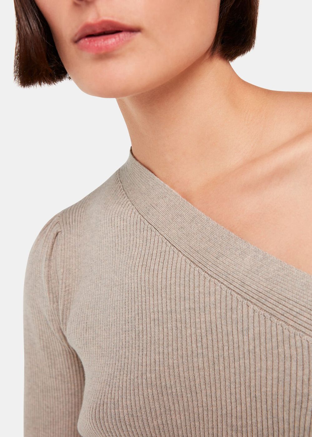 Whistles One Shoulder Knitwear Neutral | US-08541WESQ