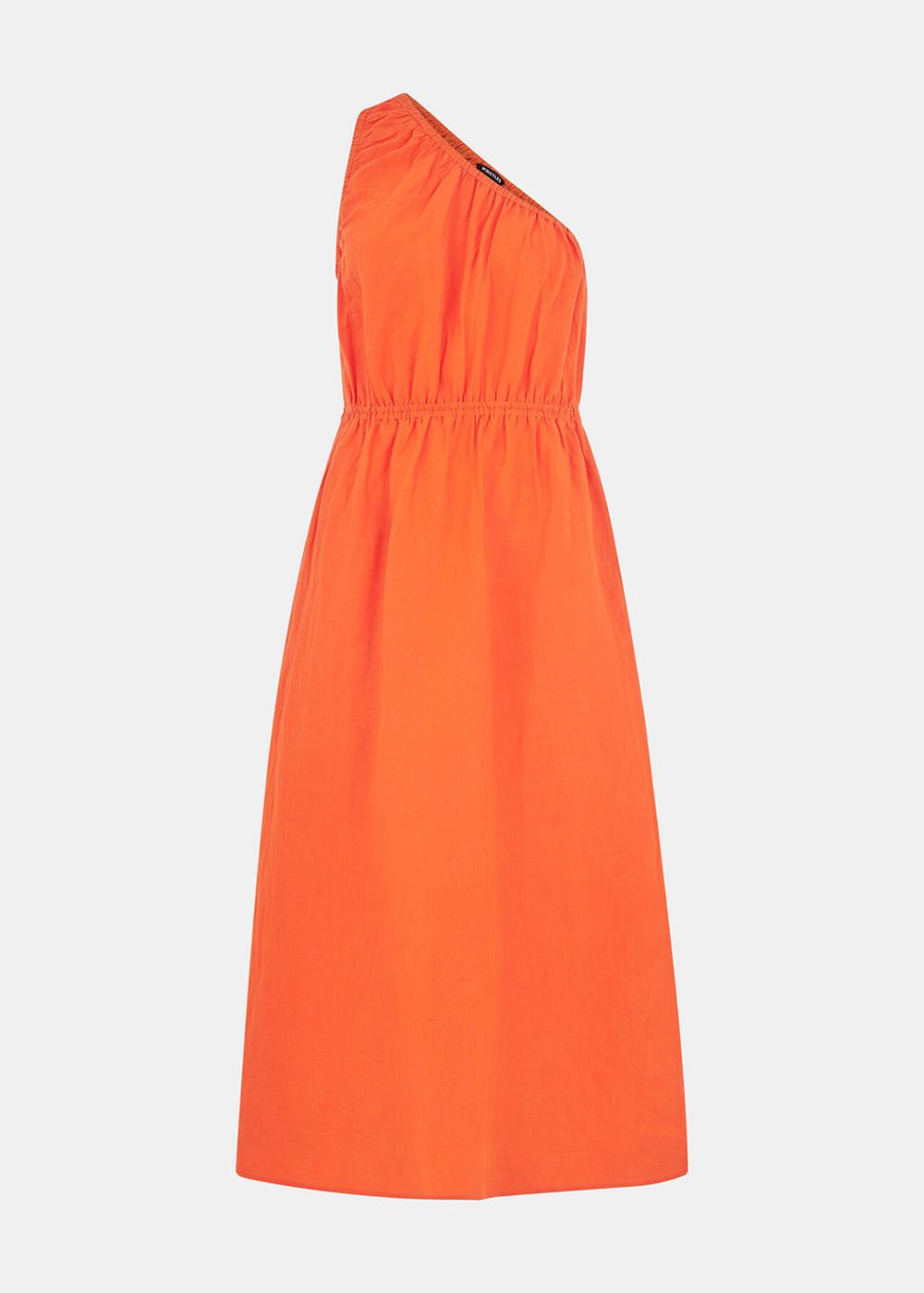 Whistles One Shoulder Linen Blend Dress Orange | US-59284KHBJ