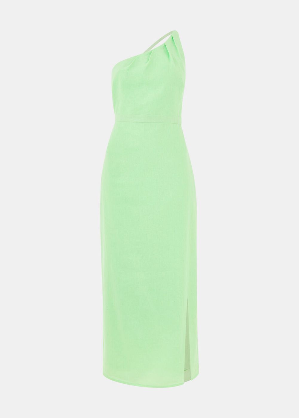 Whistles One Shoulder Linen Mix Dress Light Green | US-21357CDRI