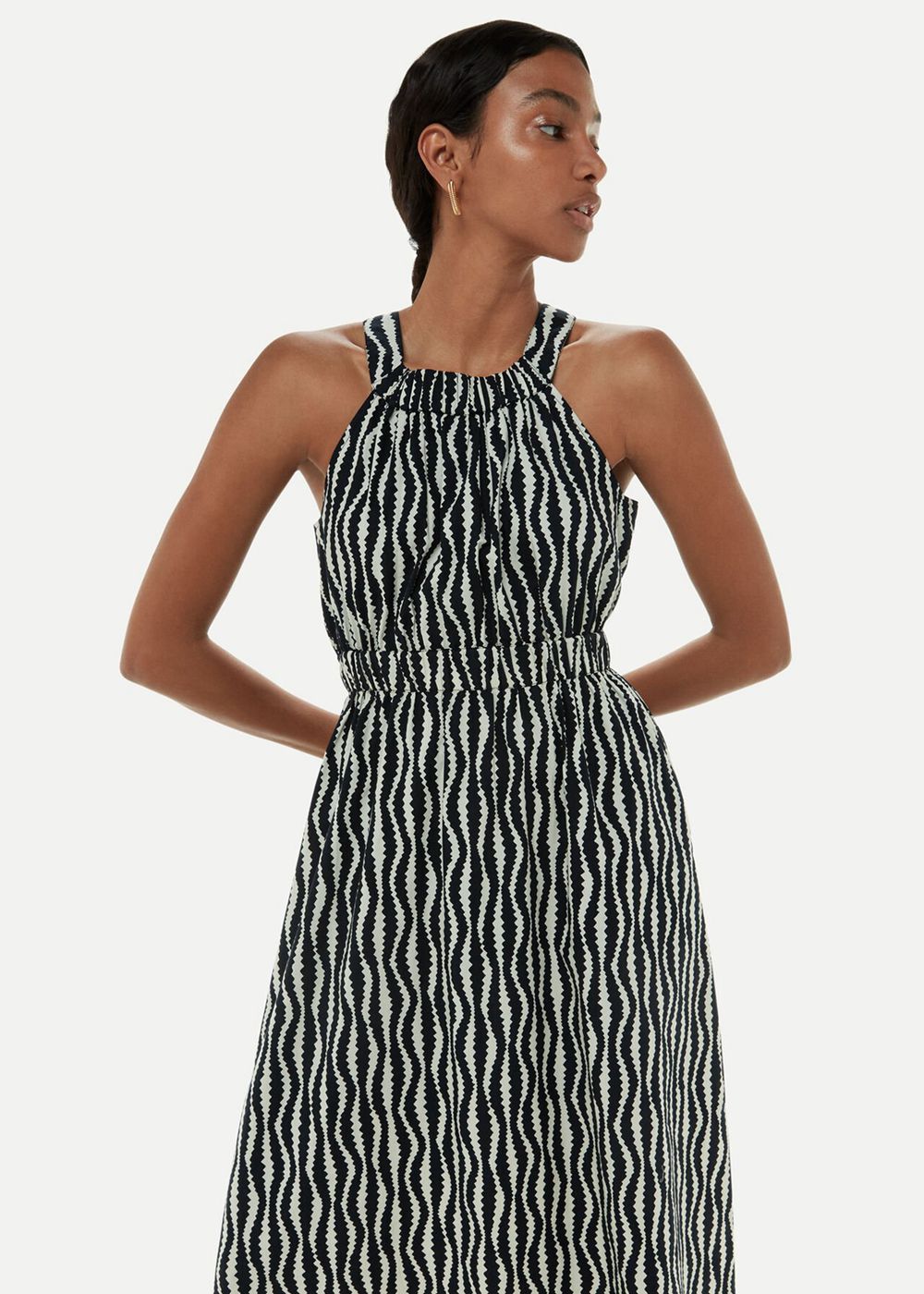 Whistles Optical Rope Cut Out Dress Black / White | US-81975VBCZ