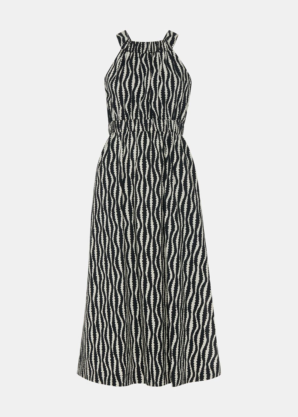 Whistles Optical Rope Cut Out Dress Black / White | US-81975VBCZ