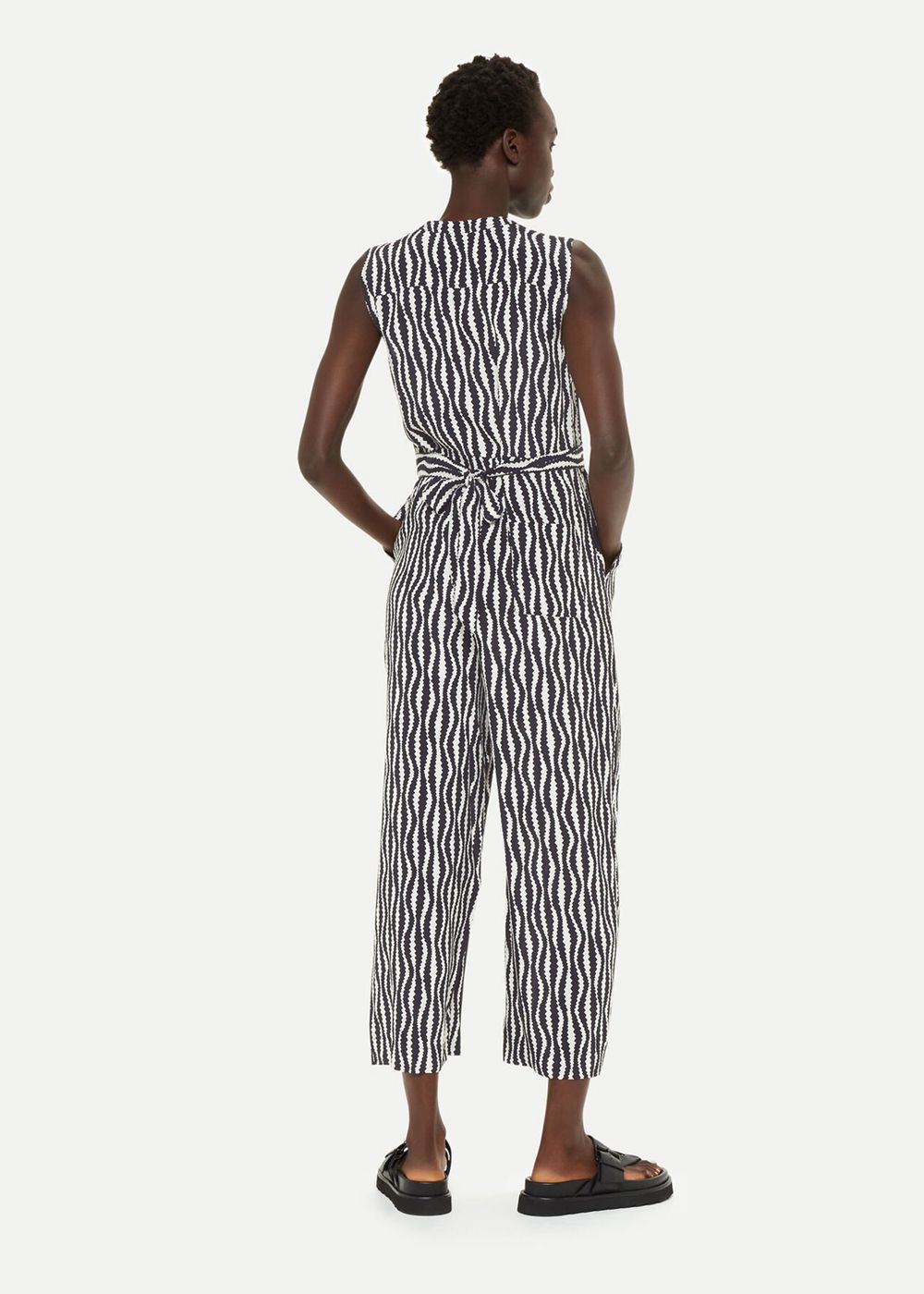 Whistles Optical Rope Josie Jumpsuit Black / White | US-02397XRGN