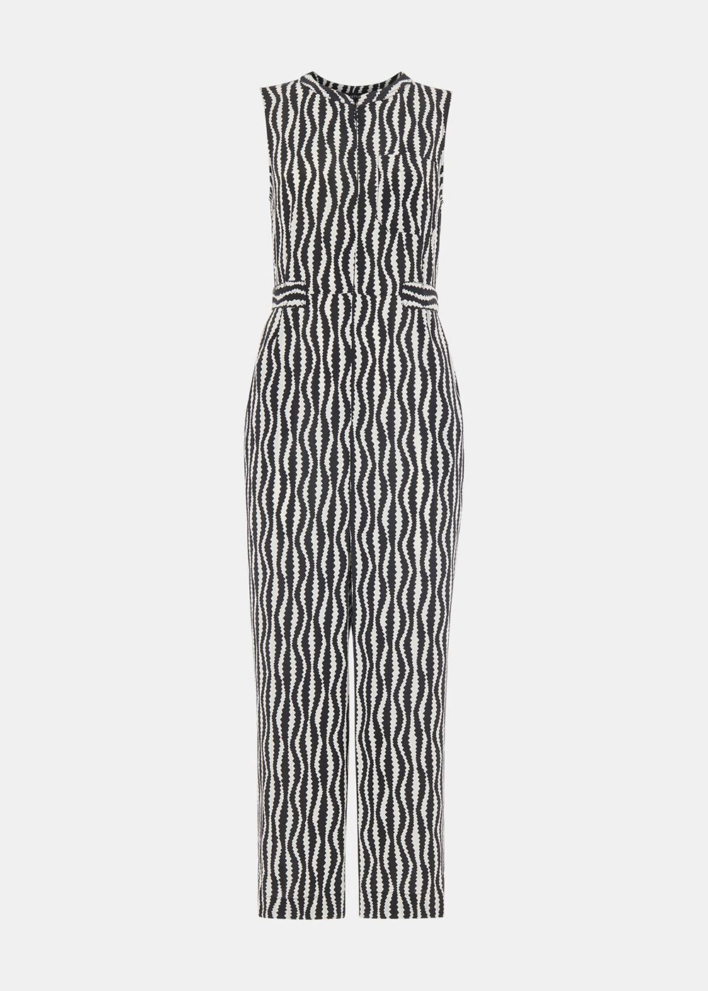 Whistles Optical Rope Josie Jumpsuit Black / White | US-02397XRGN