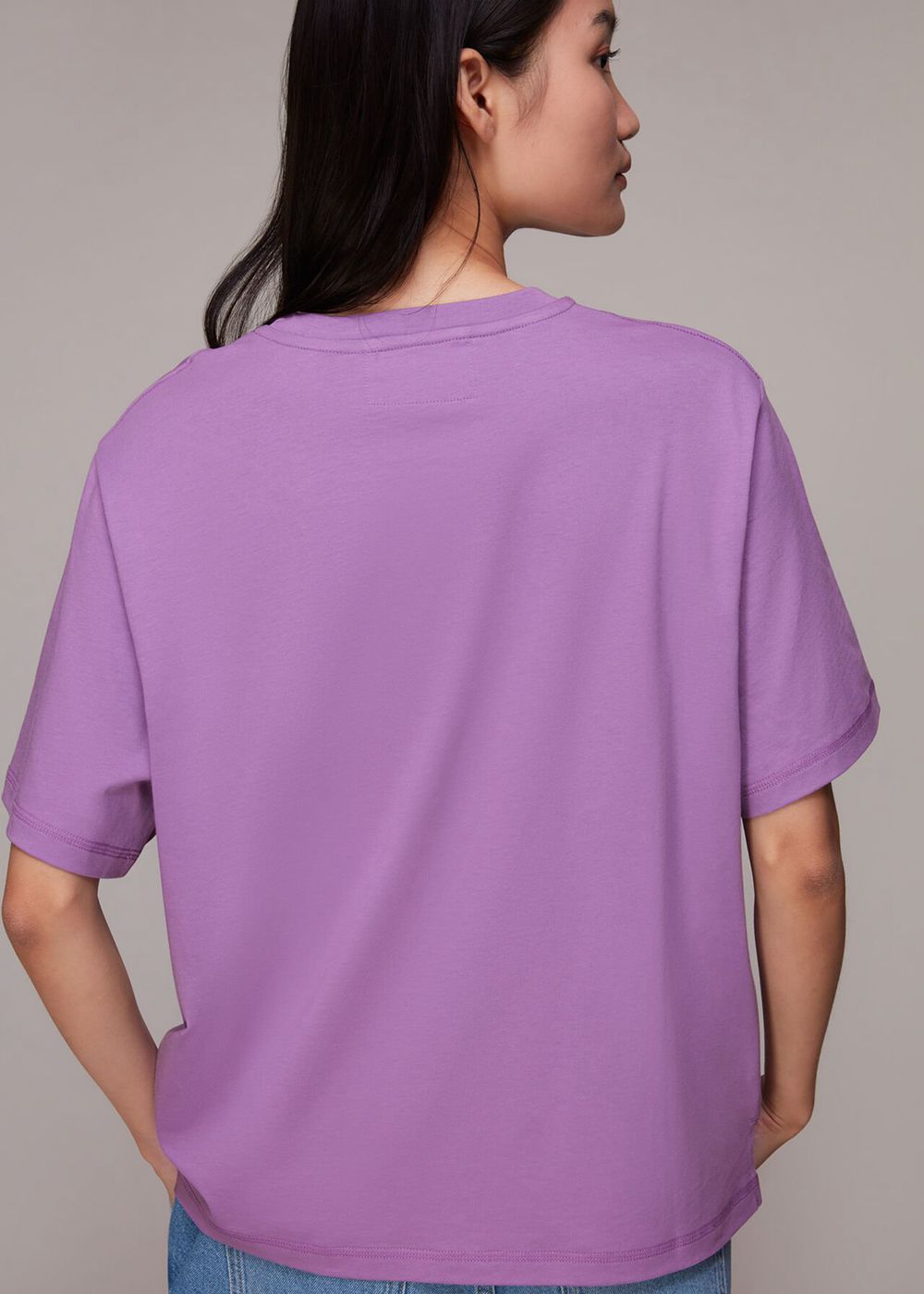 Whistles Organic Boyfriend Relaxed T-Shirt Purple | US-87415XYQC