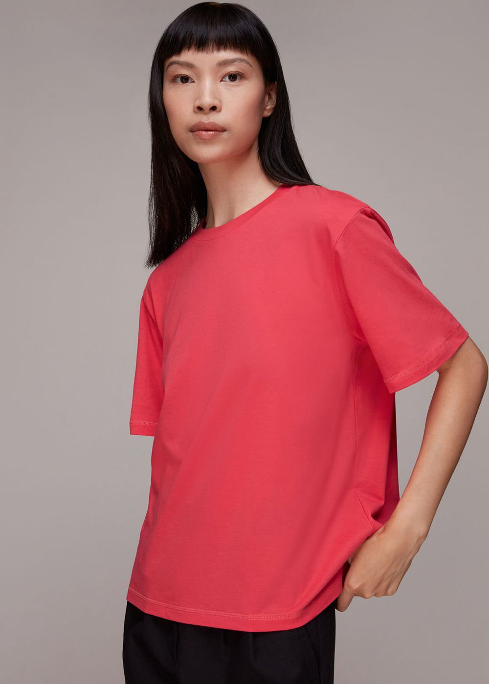 Whistles Organic Boyfriend Relaxed T-Shirt Pink | US-64013DKOH