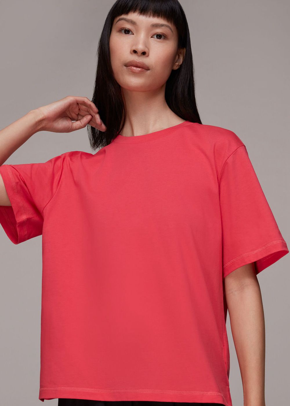 Whistles Organic Boyfriend Relaxed T-Shirt Pink | US-64013DKOH