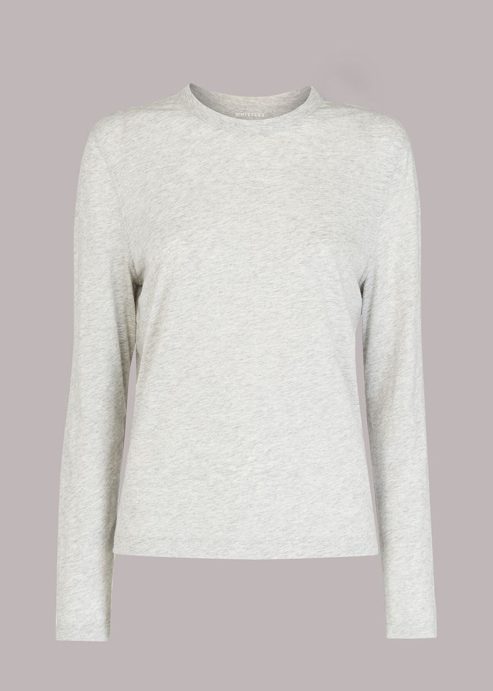 Whistles Organic Long Sleeve Emily Top Grey | US-47239JWFY