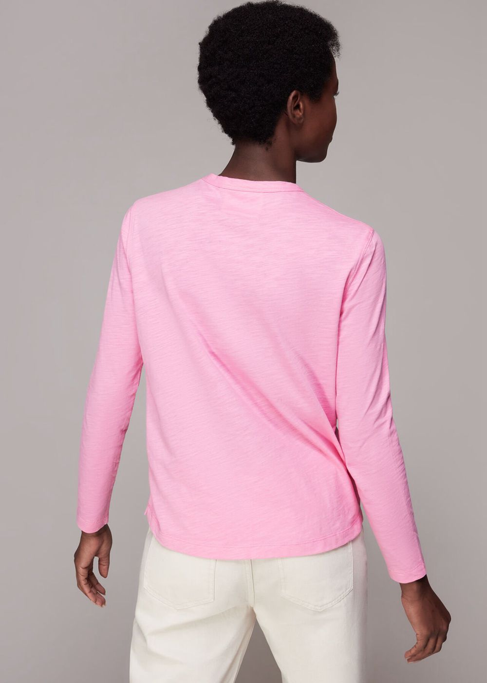 Whistles Organic Long Sleeve Emily Top Pink | US-71524EPVC