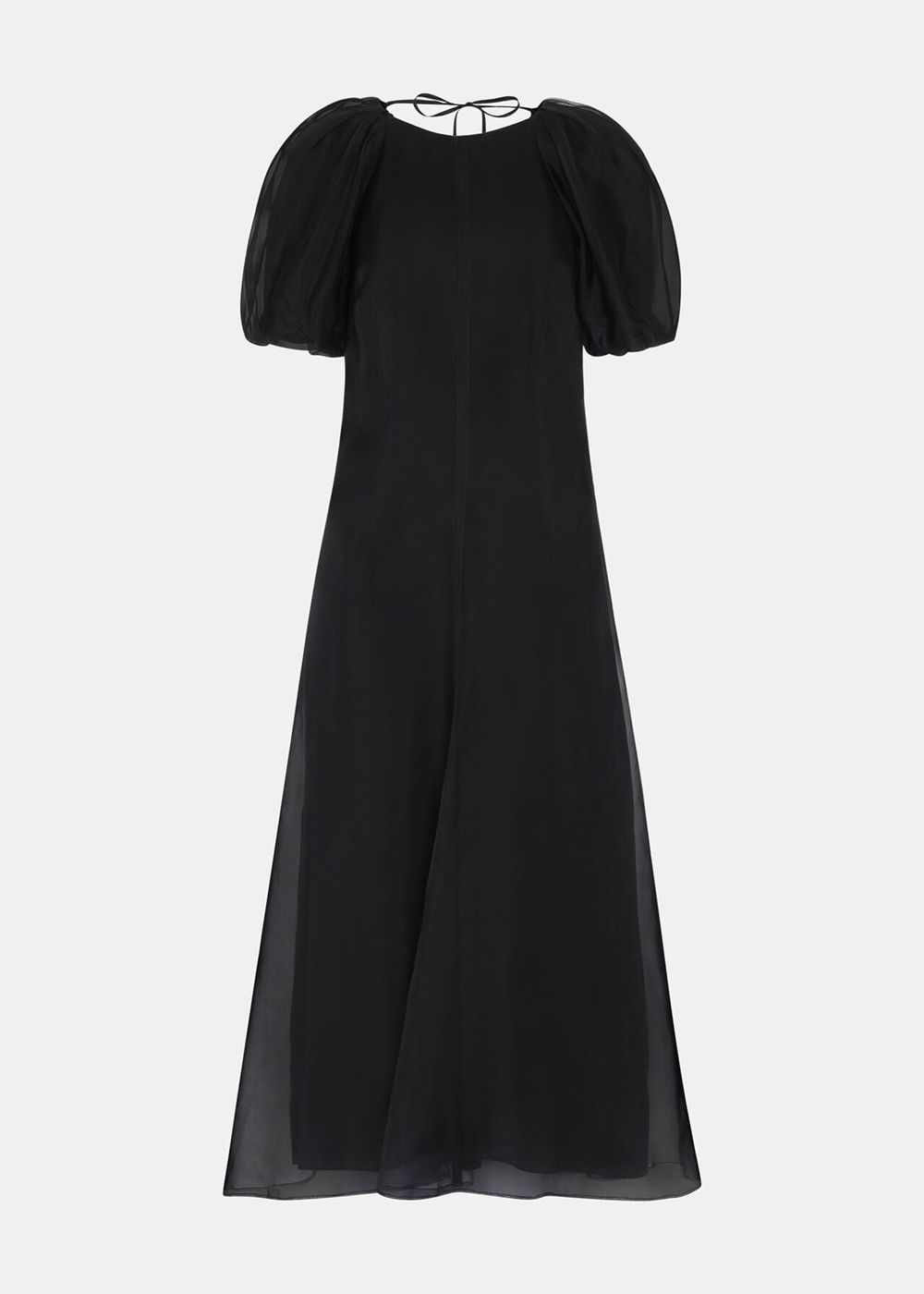 Whistles Organza Silk Puff Sleeve Dress Black | US-21487QGUA