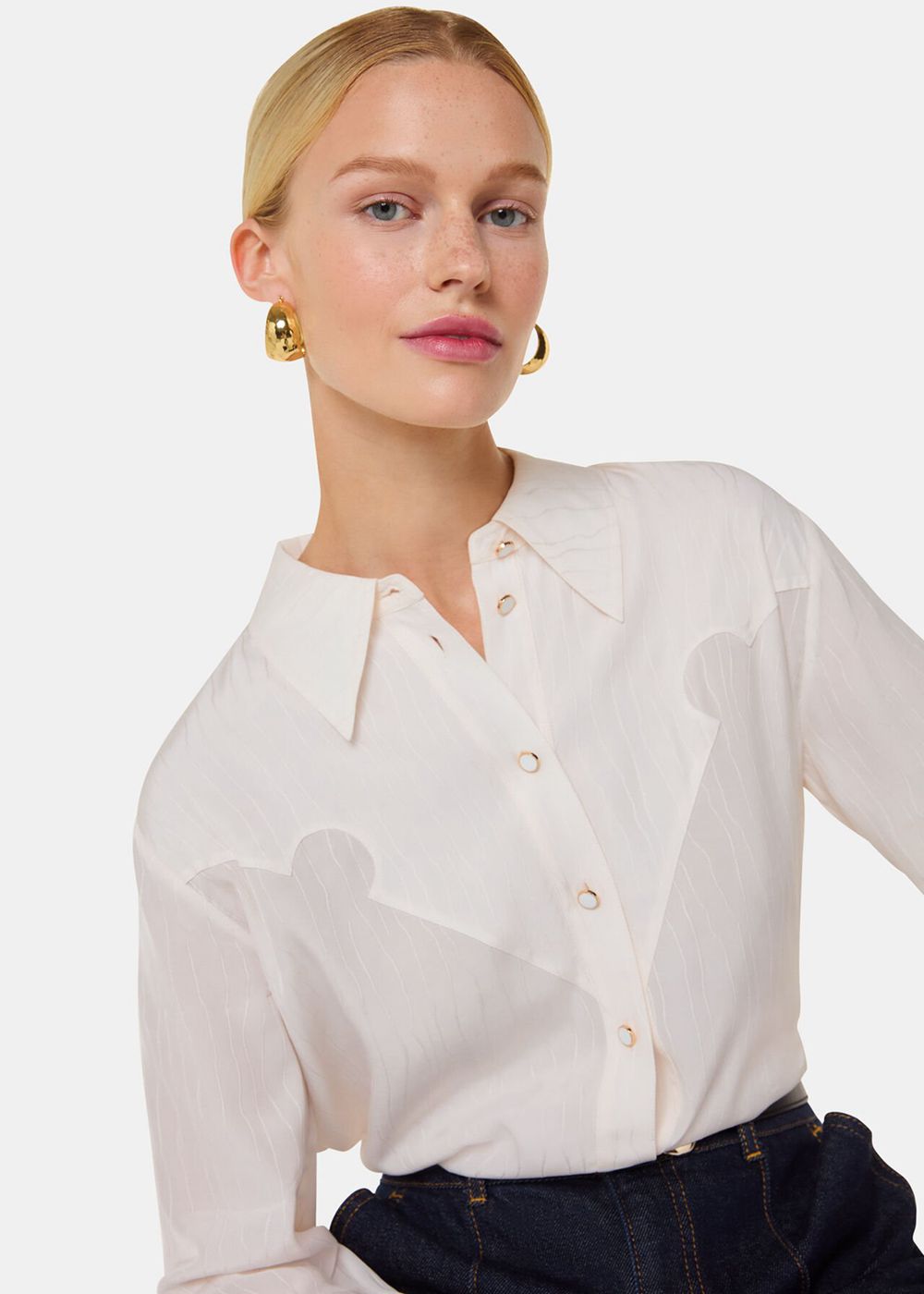 Whistles Orla Western Detail Shirts White | US-70932NXZI