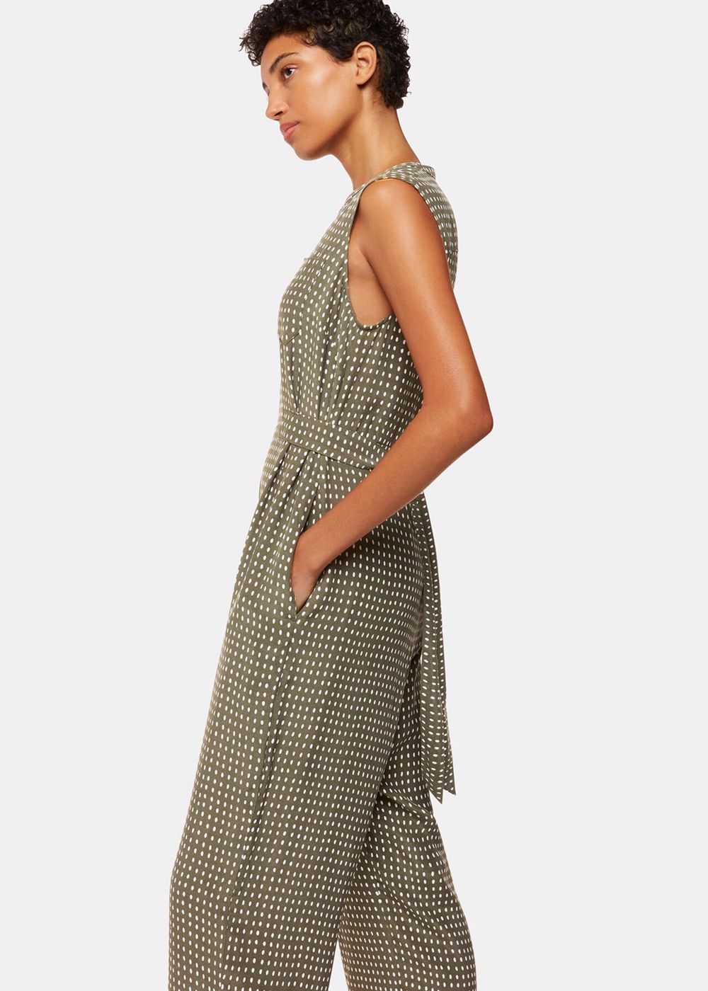 Whistles Oval Spot Josie Jumpsuit Khaki / Multicolor | US-06987KNFJ