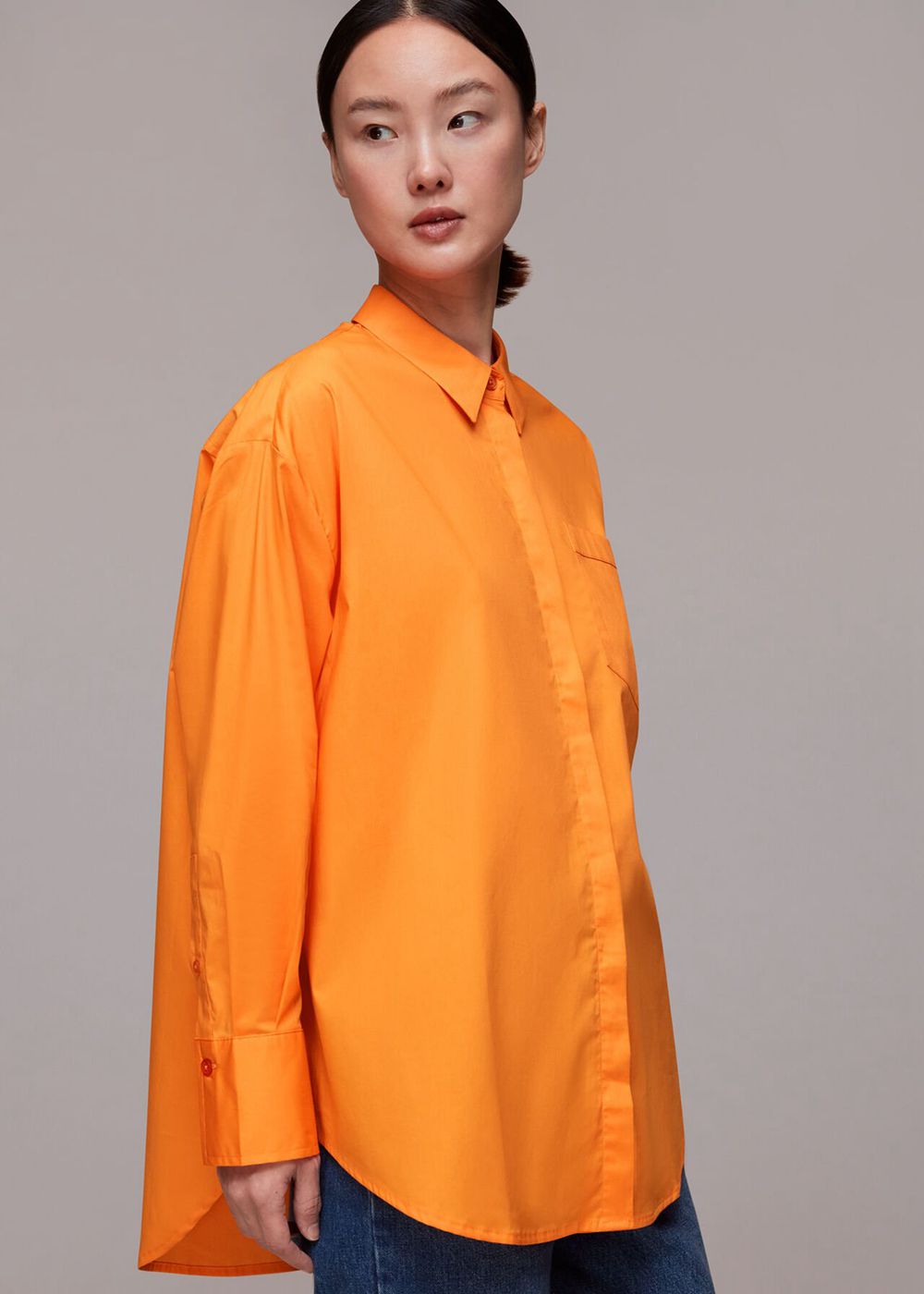 Whistles Oversized Button Up Shirts Orange | US-79130STKY