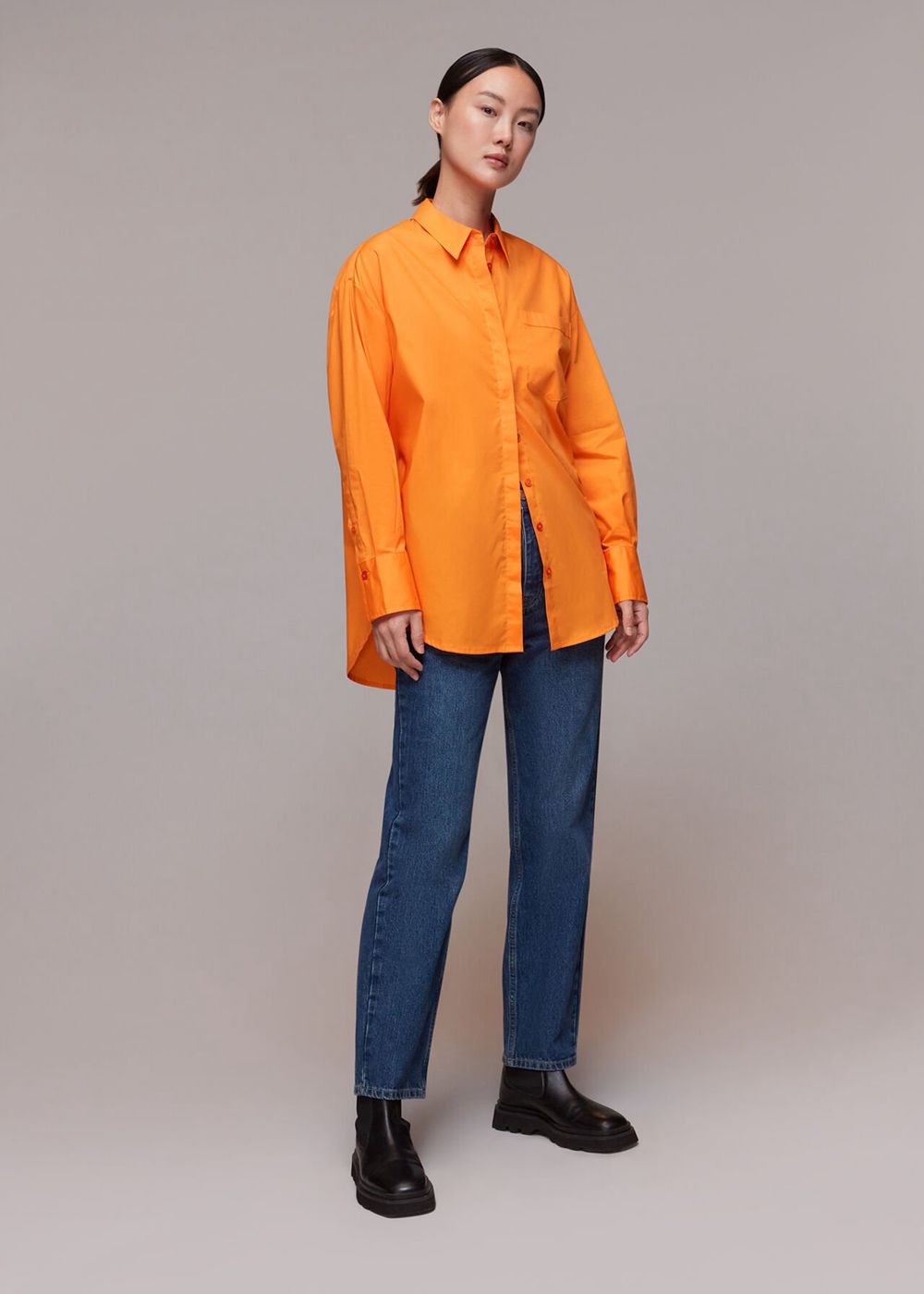 Whistles Oversized Button Up Shirts Orange | US-79130STKY