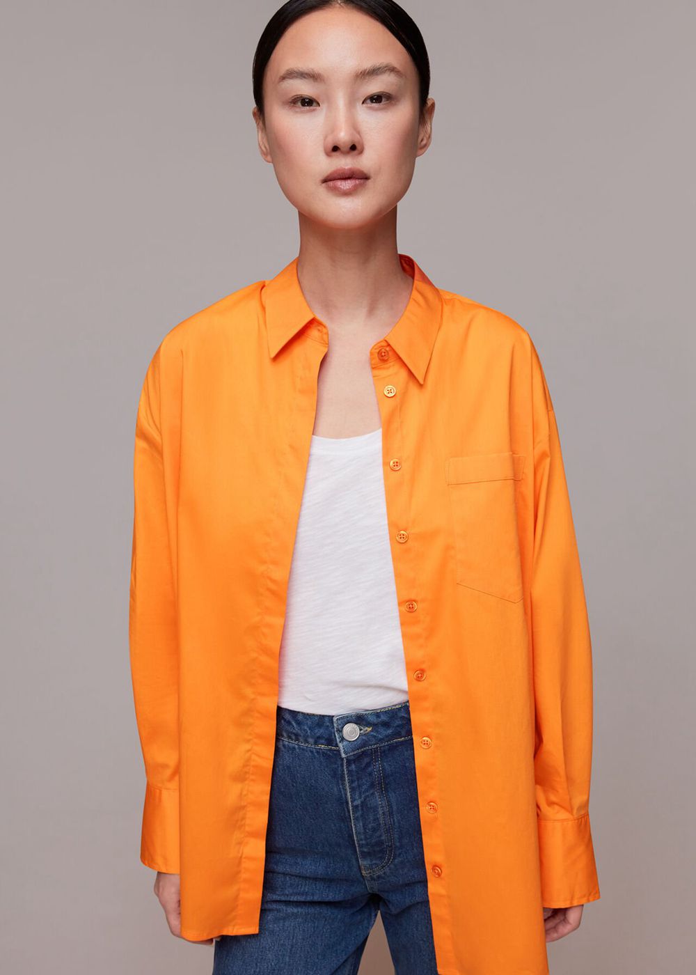 Whistles Oversized Button Up Shirts Orange | US-79130STKY