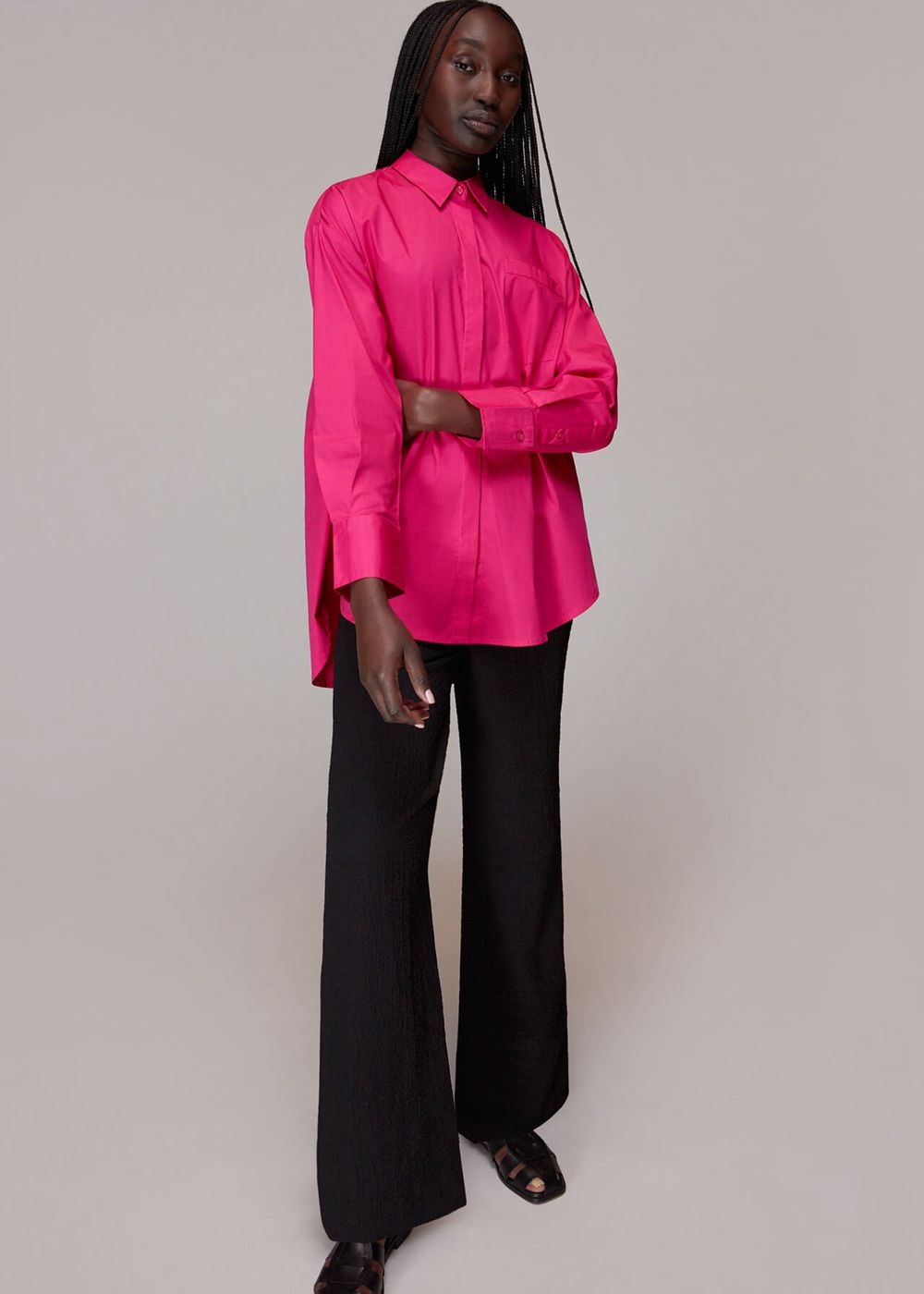 Whistles Oversized Button Up Shirts Pink | US-29573PTNW