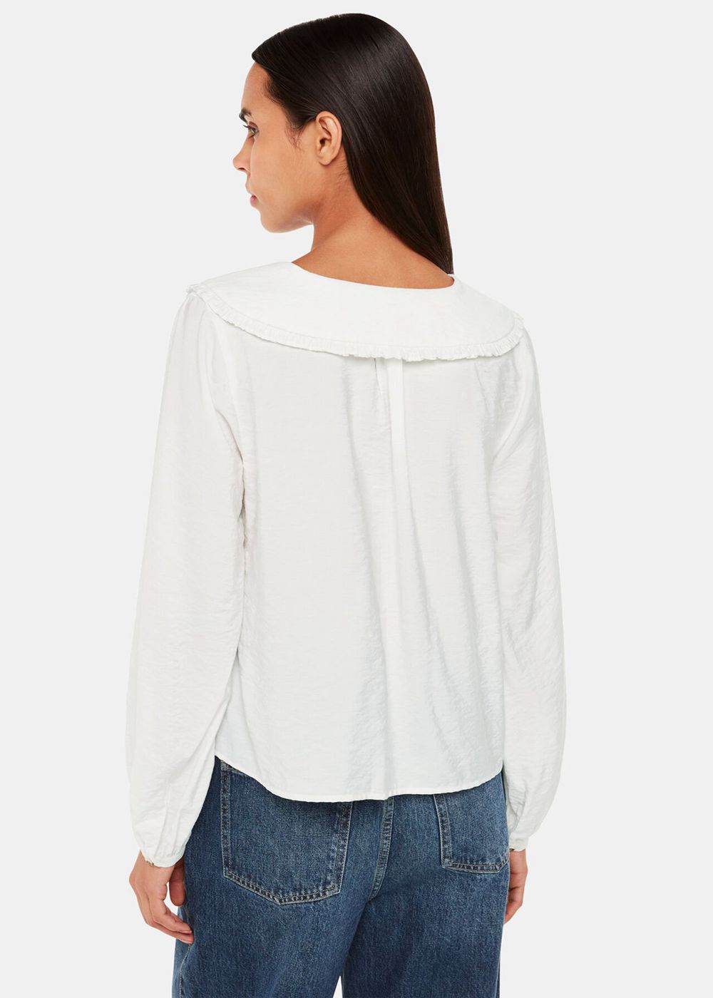 Whistles Oversized Collar Detail Top White | US-20398ZPOS