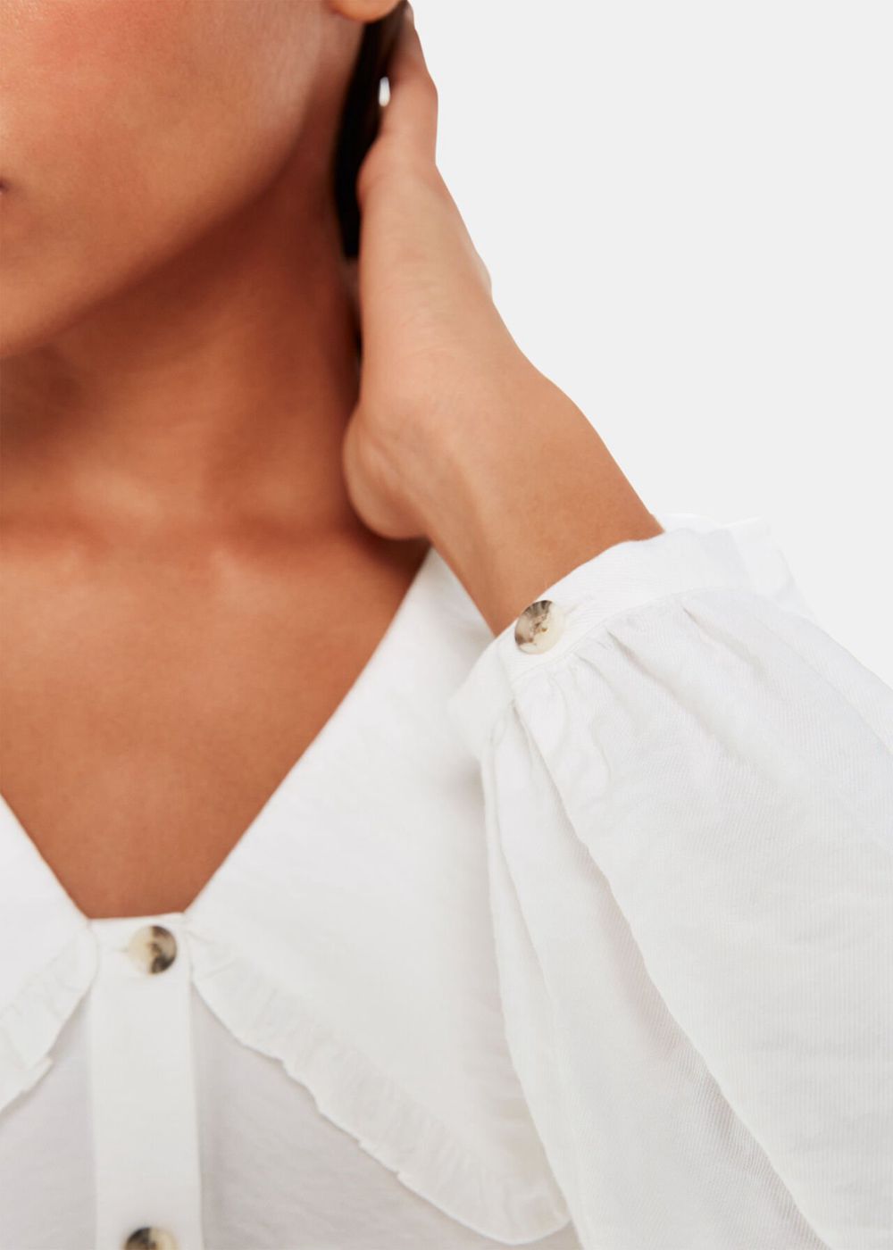 Whistles Oversized Collar Detail Top White | US-20398ZPOS