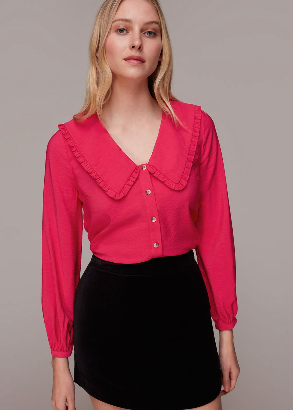 Whistles Oversized Collar Top Pink | US-78450LTWR