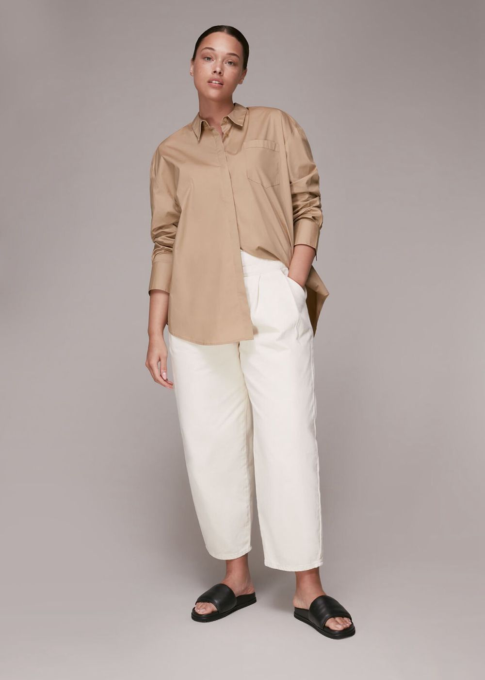 Whistles Oversized Shirts Beige | US-34167HRSE