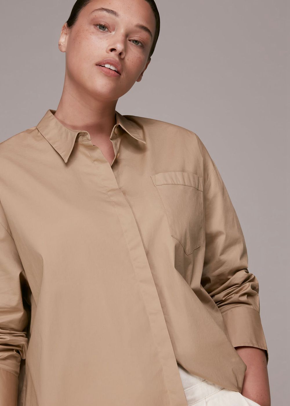 Whistles Oversized Shirts Beige | US-34167HRSE