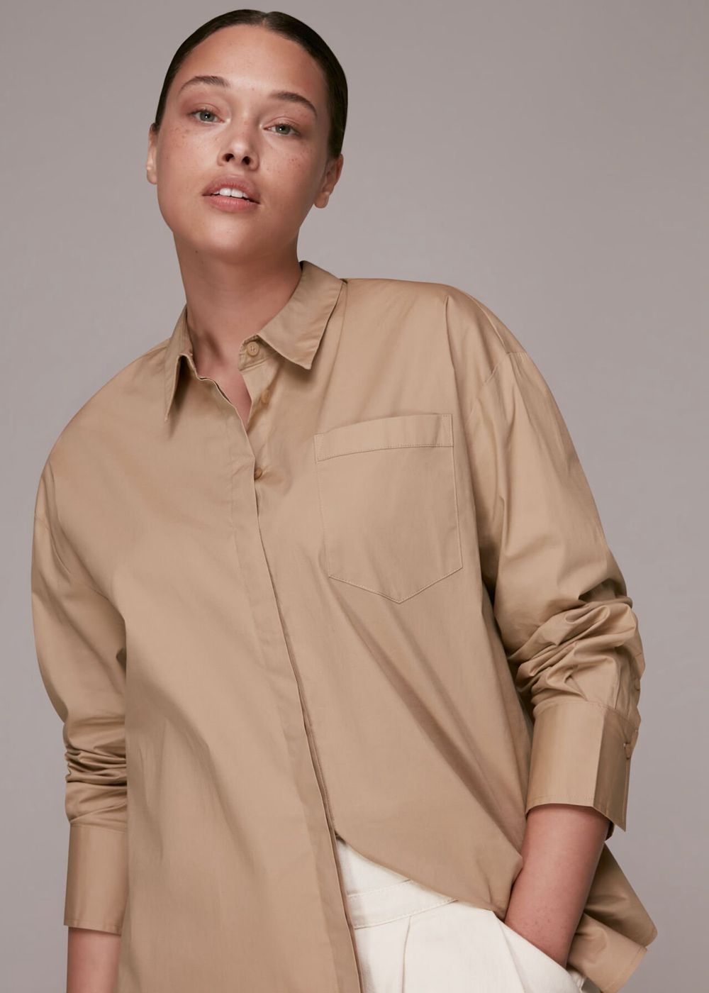 Whistles Oversized Shirts Beige | US-34167HRSE