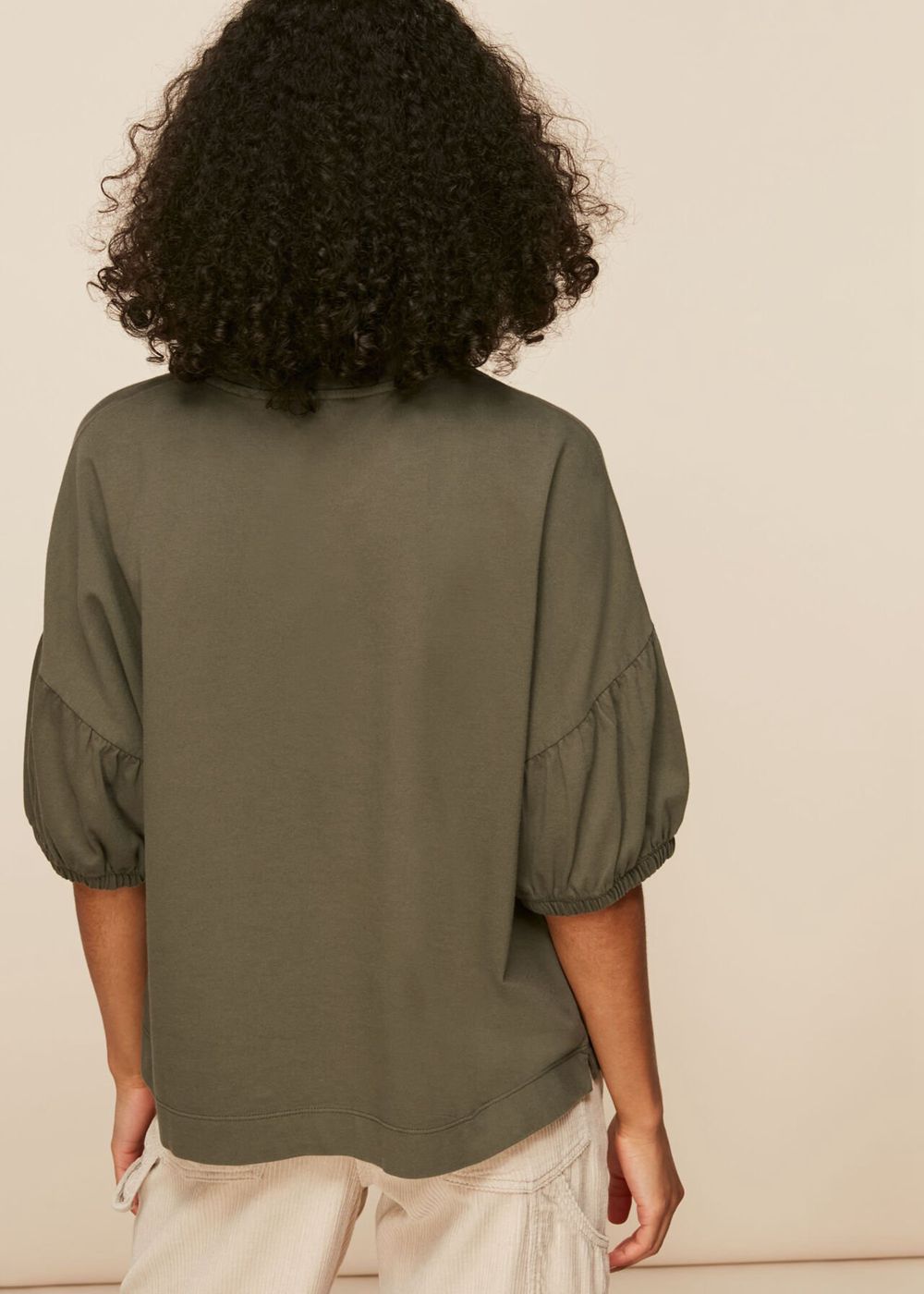 Whistles Oversized Sleeve T-Shirt Khaki | US-89217XUPN