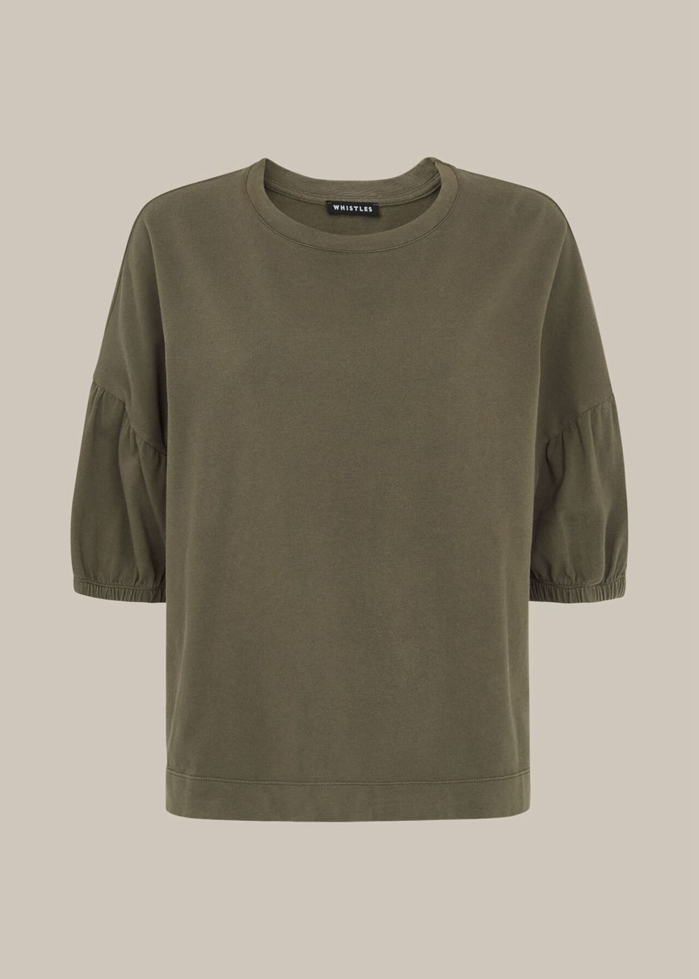 Whistles Oversized Sleeve T-Shirt Khaki | US-89217XUPN