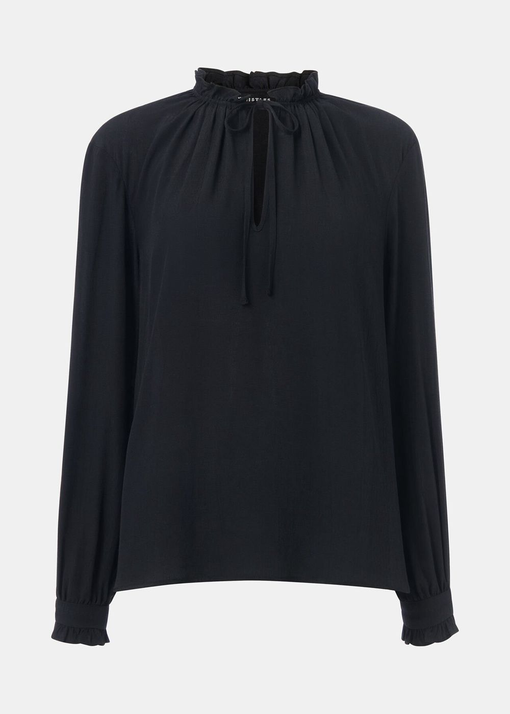 Whistles Paige Tie Neck Blouse Black | US-13028NCGO