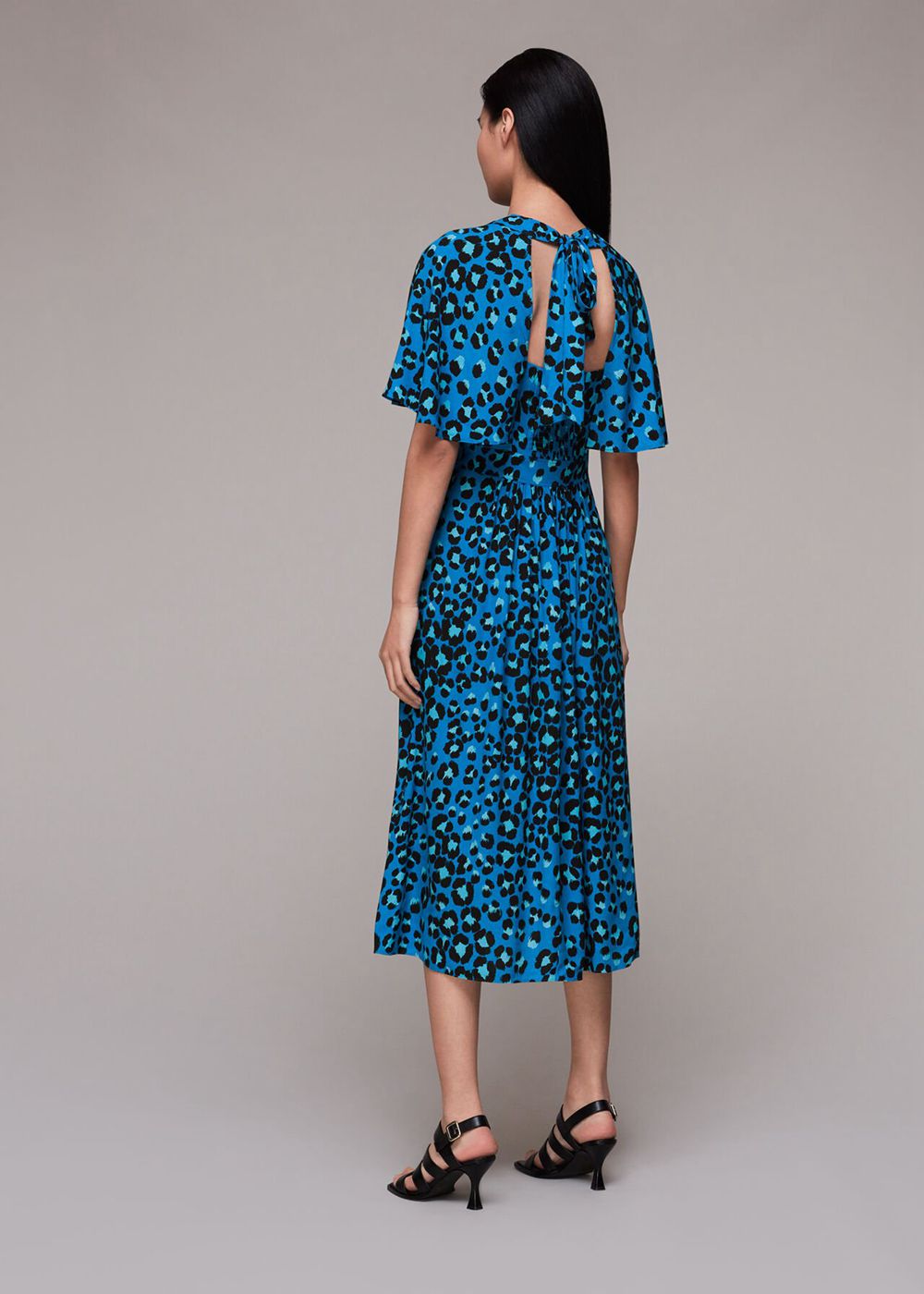 Whistles Painted Leopard Amelia Dress Blue / Multicolor | US-13809UDTP