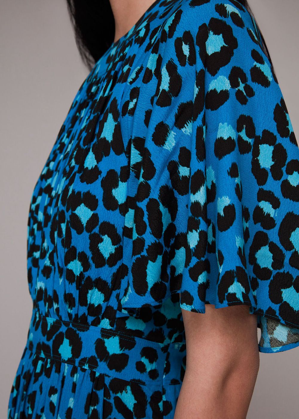 Whistles Painted Leopard Amelia Dress Blue / Multicolor | US-13809UDTP