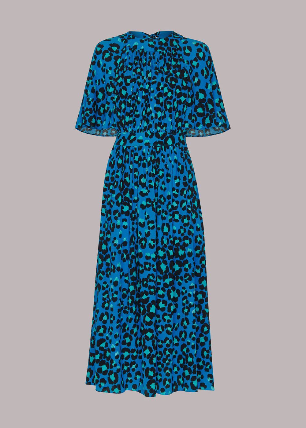 Whistles Painted Leopard Amelia Dress Blue / Multicolor | US-13809UDTP