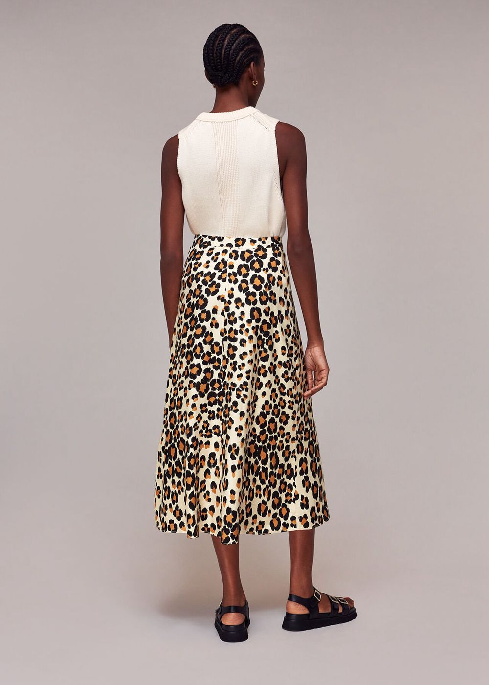 Whistles Painted Leopard Button Skirts Leopard | US-57016TLWF