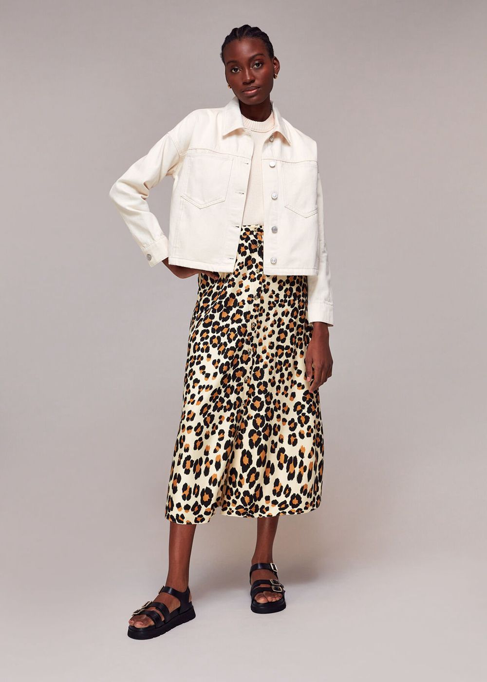 Whistles Painted Leopard Button Skirts Leopard | US-57016TLWF