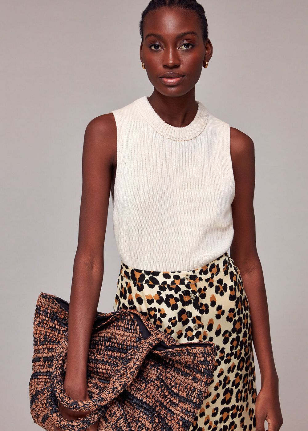 Whistles Painted Leopard Button Skirts Leopard | US-57016TLWF