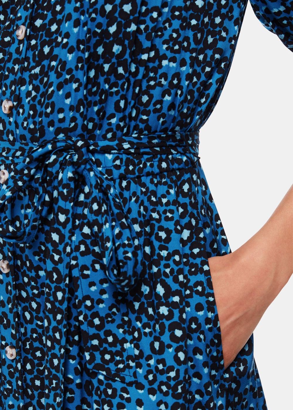 Whistles Painted Leopard Midi Dress Blue / Multicolor | US-13278XHIB