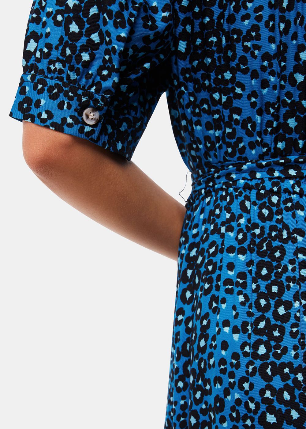 Whistles Painted Leopard Midi Dress Blue / Multicolor | US-13278XHIB