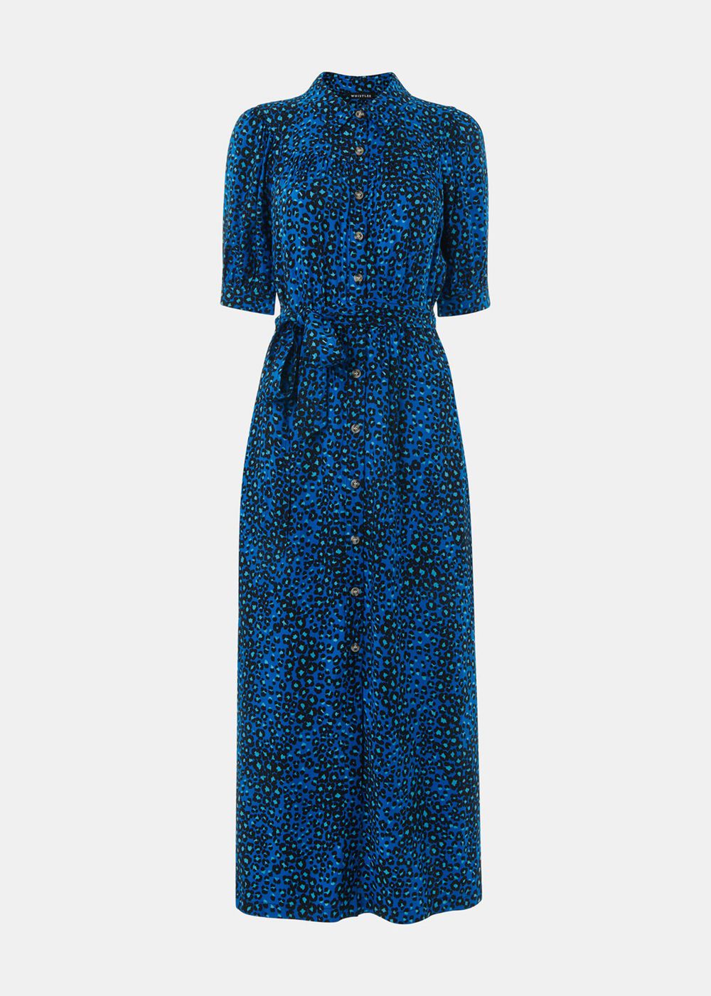 Whistles Painted Leopard Midi Dress Blue / Multicolor | US-13278XHIB