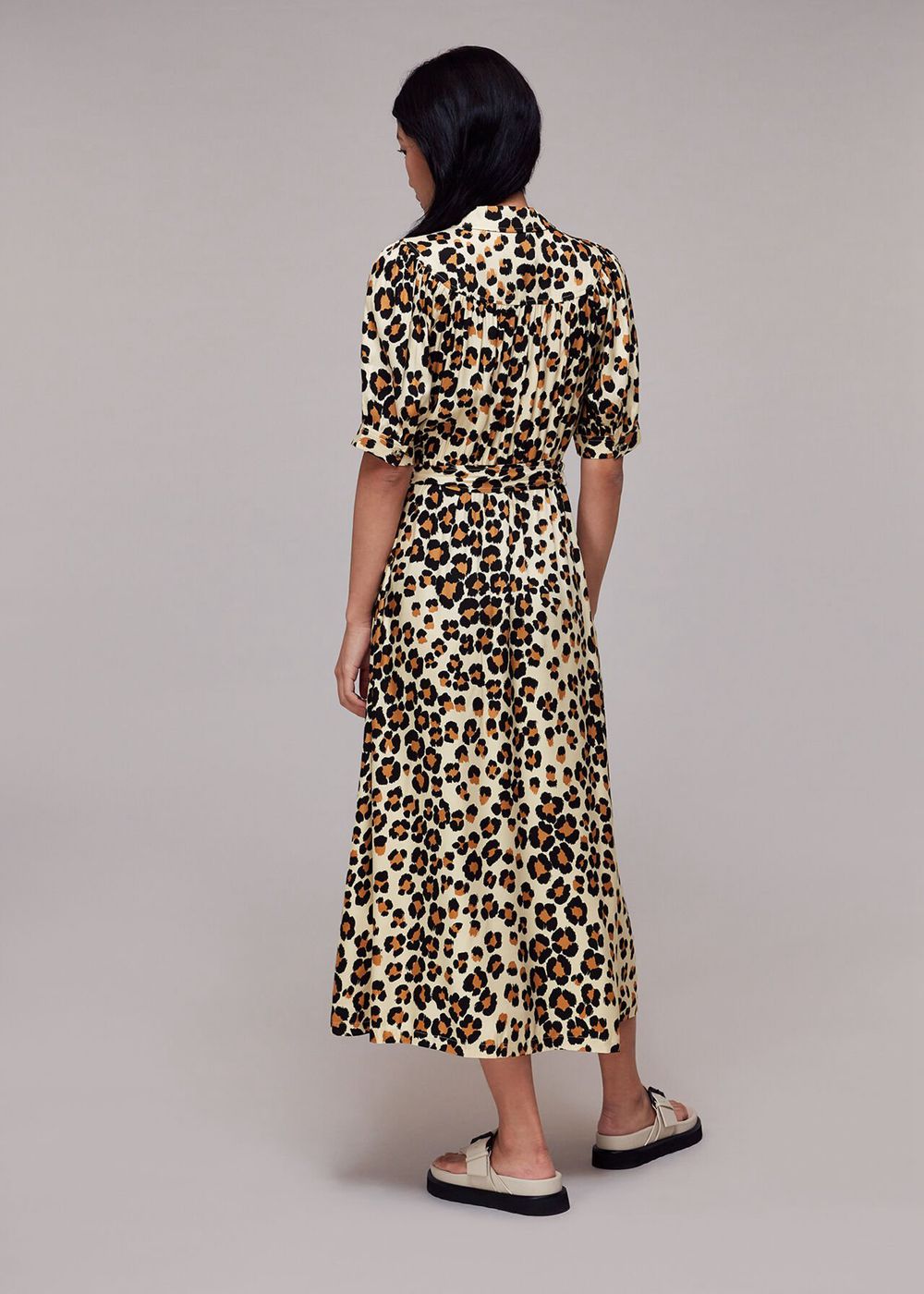 Whistles Painted Leopard Shirt Dress Leopard | US-32591FUYJ