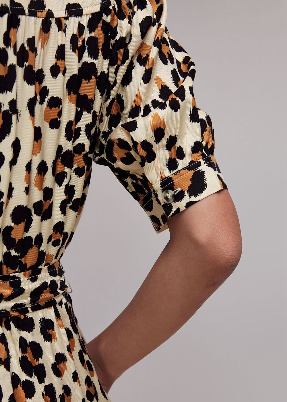 Whistles Painted Leopard Shirt Dress Leopard | US-32591FUYJ