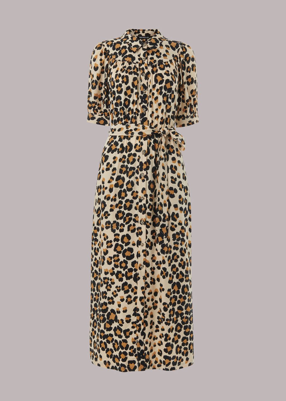 Whistles Painted Leopard Shirt Dress Leopard | US-32591FUYJ