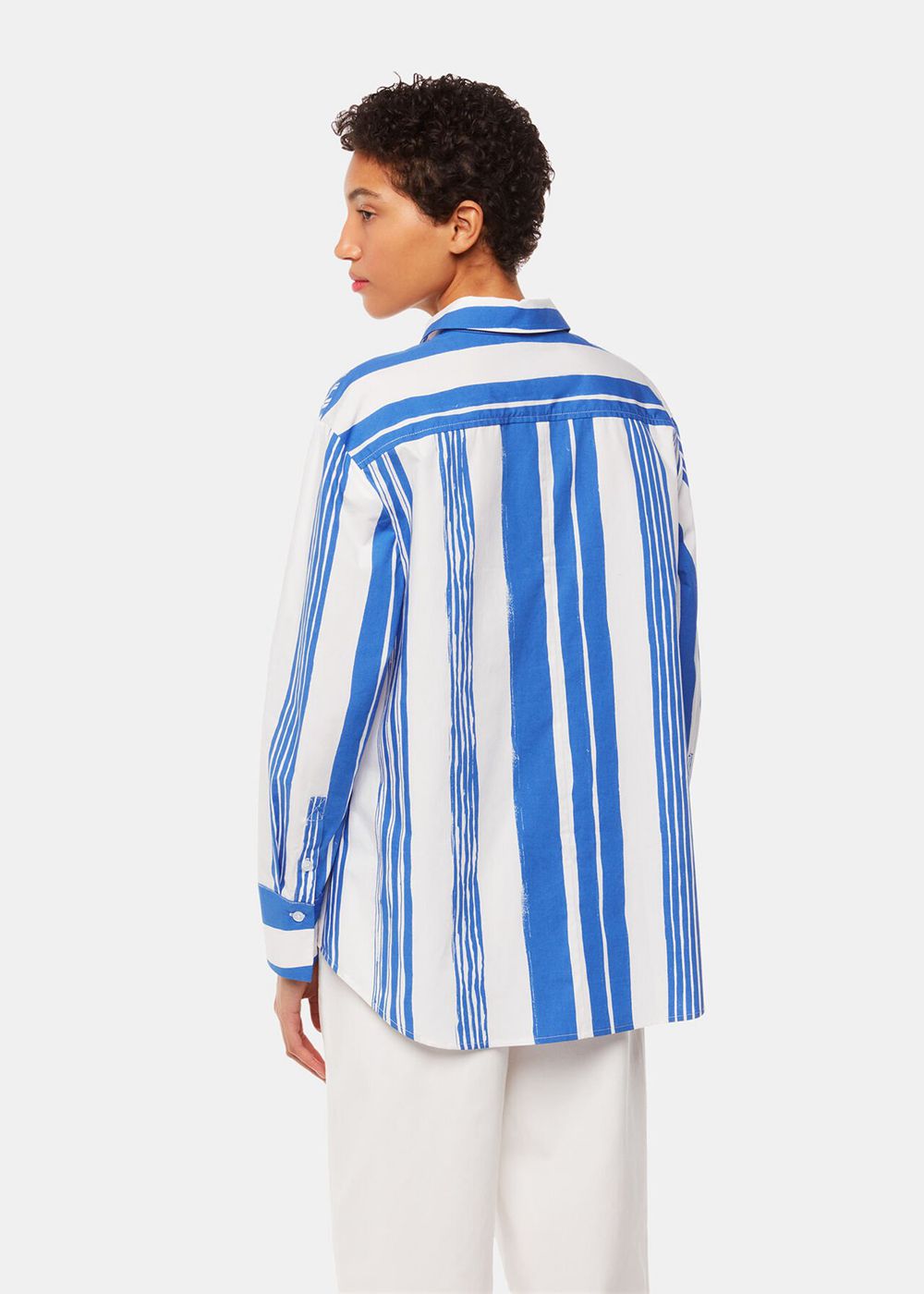 Whistles Painted Stripe Oversized Shirts Blue / Multicolor | US-04176ZRQE