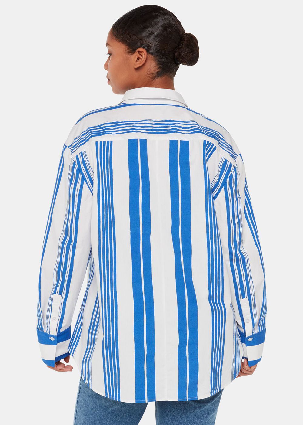 Whistles Painted Stripe Oversized Shirts Blue / Multicolor | US-04176ZRQE