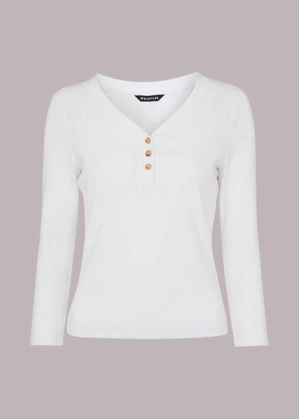 Whistles Paiton Ribbed Button Front Top White | US-65347USQA